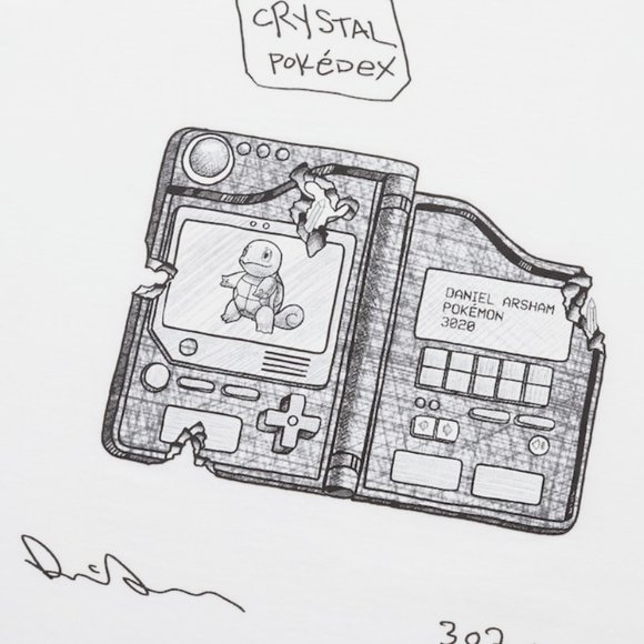 DANIEL ARSHAM X POKEMON T-Shirt Crystal Pokédex 3020 UNIQLO Size S New - Picture 2 of 7